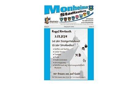 Titelseite Monheimer Stadtzeitung Ausgabe 15-2024