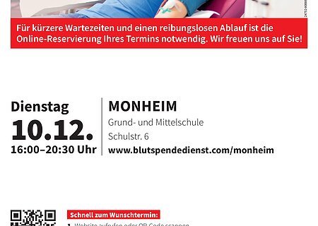 Blutspende Monheim 10.12.2024