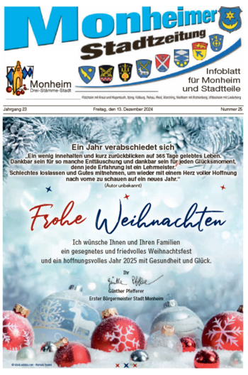 Titelseite Monheimer Stadtzeitung Ausgabe 25-2024