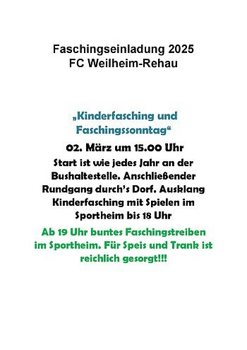 Fasching FC Weilheim-Rehau