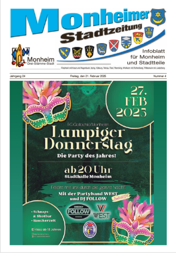 Titelseite der Monheimer Stadtzeitung Ausgabe 4