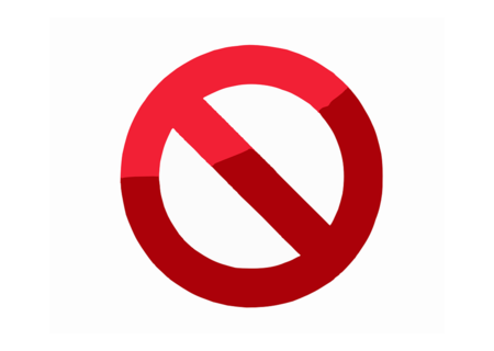 Gesperrt-Symbol Rotes Verbotsschild mit diagonalem Balken von links oben nach rechts unten.