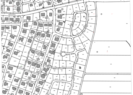 Baugebiet Monheim Osterholz III Stadtplan des Baugebiets Osterholz III in Monheim, mit Straßen, Grundstücken und Gebäuden in einem Wohngebiet, Maßstab 1:3000, Datum 01.07.2016.