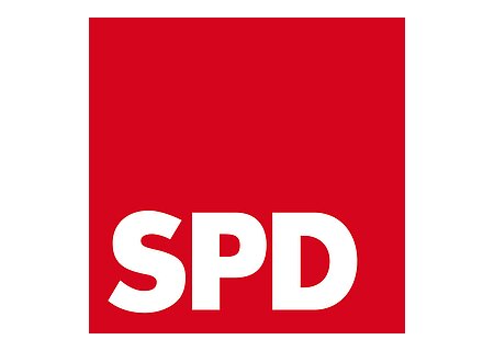 SPD-Logo Logo der Partei SPD: ein rotes Quadrat mit weißen Buchstaben "SPD" im unteren Bereich.