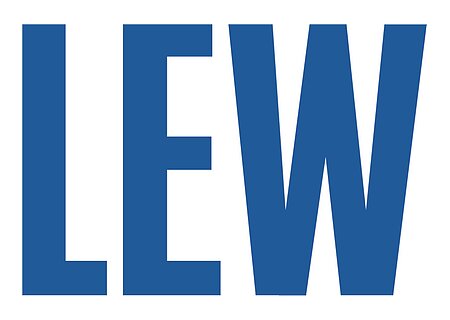 LEW Logo Logo der Lechwerke AG: drei Großbuchstaben L, E und W in blauer Farbe auf weißem Hintergrund.